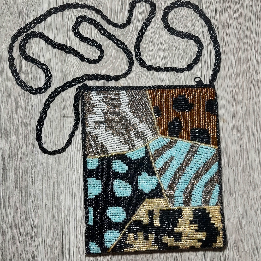 Beaded Animal Print Purse